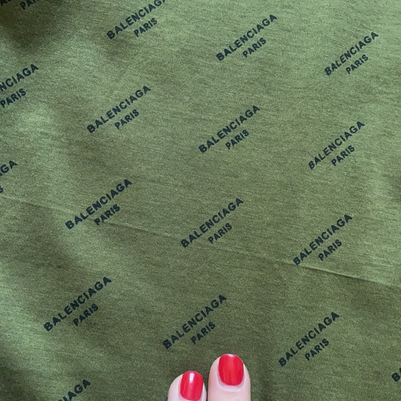 Balenciaga XL Green And Black Logo Button Up Collared Long Sleeve Shirt - Picture 10 of 14